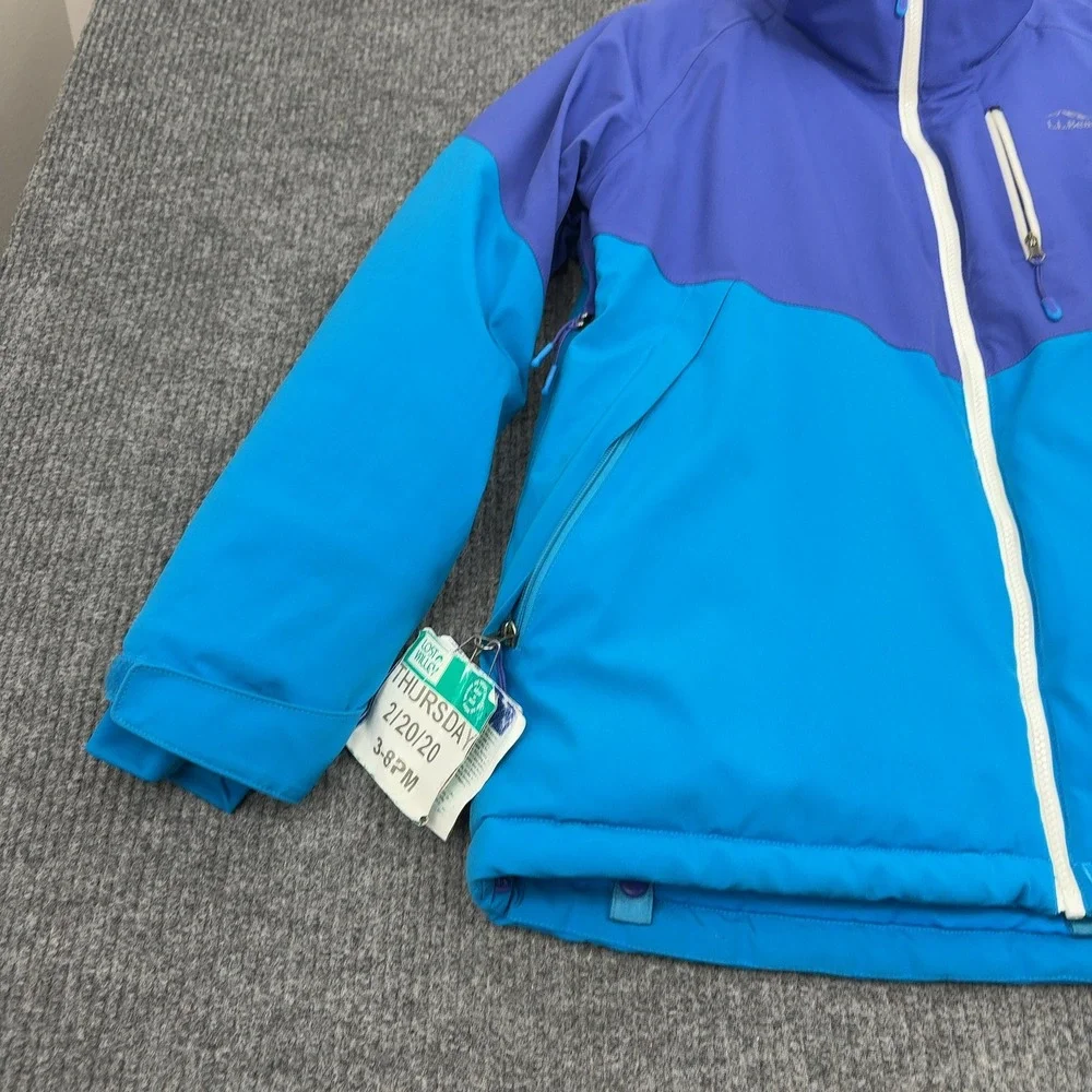 LL Bean Ski‎ Jacket Kids 18 Blue Purple TEK Waterproof Colorblock Winter Coat